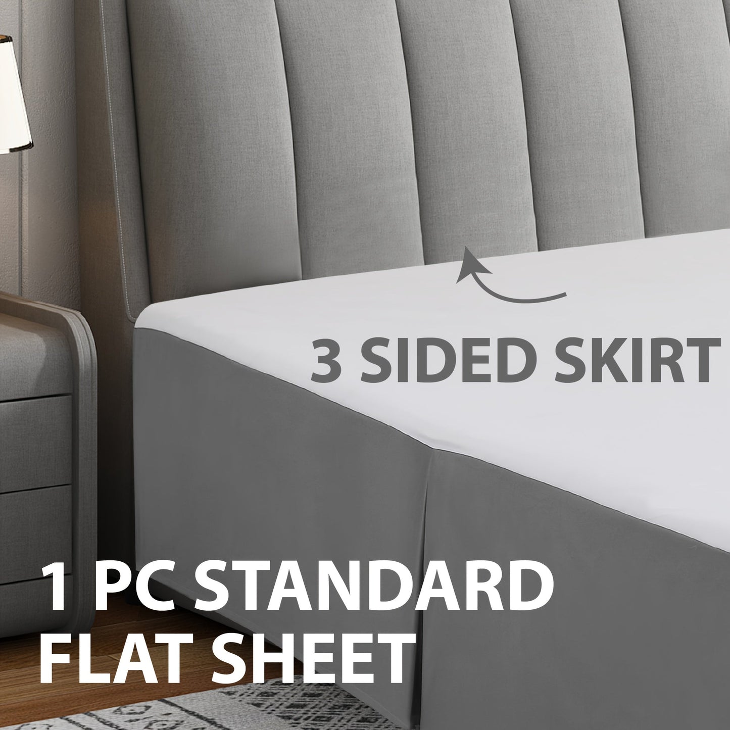 Includes 1 piece of a bed skirt for all seasons, tailored with pleats and a 14in/36cm drop. Made of soft, hypoallergenic, and breathable material that is machine washable. Resistant to wrinkles, fading, and shrinking.