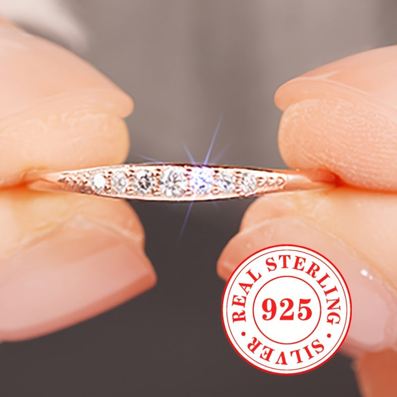 Simple S925 Sterling Silver Eternal Ring with Zirconia - 1 Gram, perfect for Ladies' Wedding or Engagement. This romantic piece of jewelry is suitable for any occasion, whether it be a wedding, party, or daily wear. Add an elegant touch to your outfit