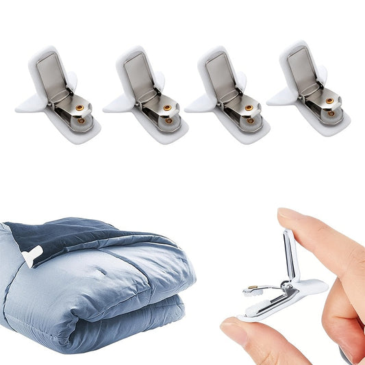 Set of 4 White Bedding Clips, Versatile Non-Slip Comforter Clips with Foam Padding for Hand Washing, Ideal for Securing Duvets in Home and Car