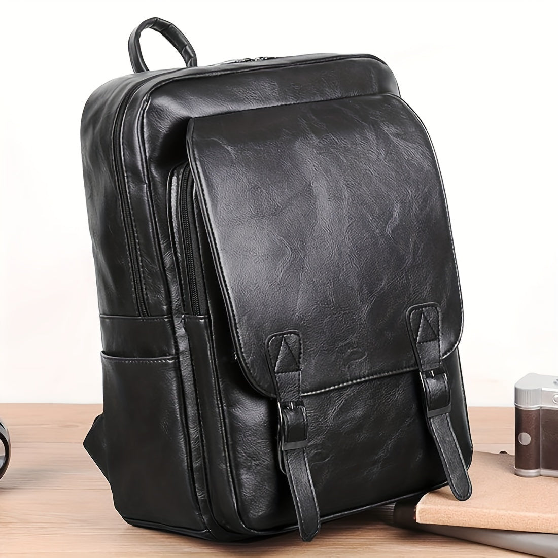 New men's backpack with genuine texture, large capacity, Korean style, suitable for business trips, computer bag, travel, and student use. This vintage-style backpack is trendy, versatile