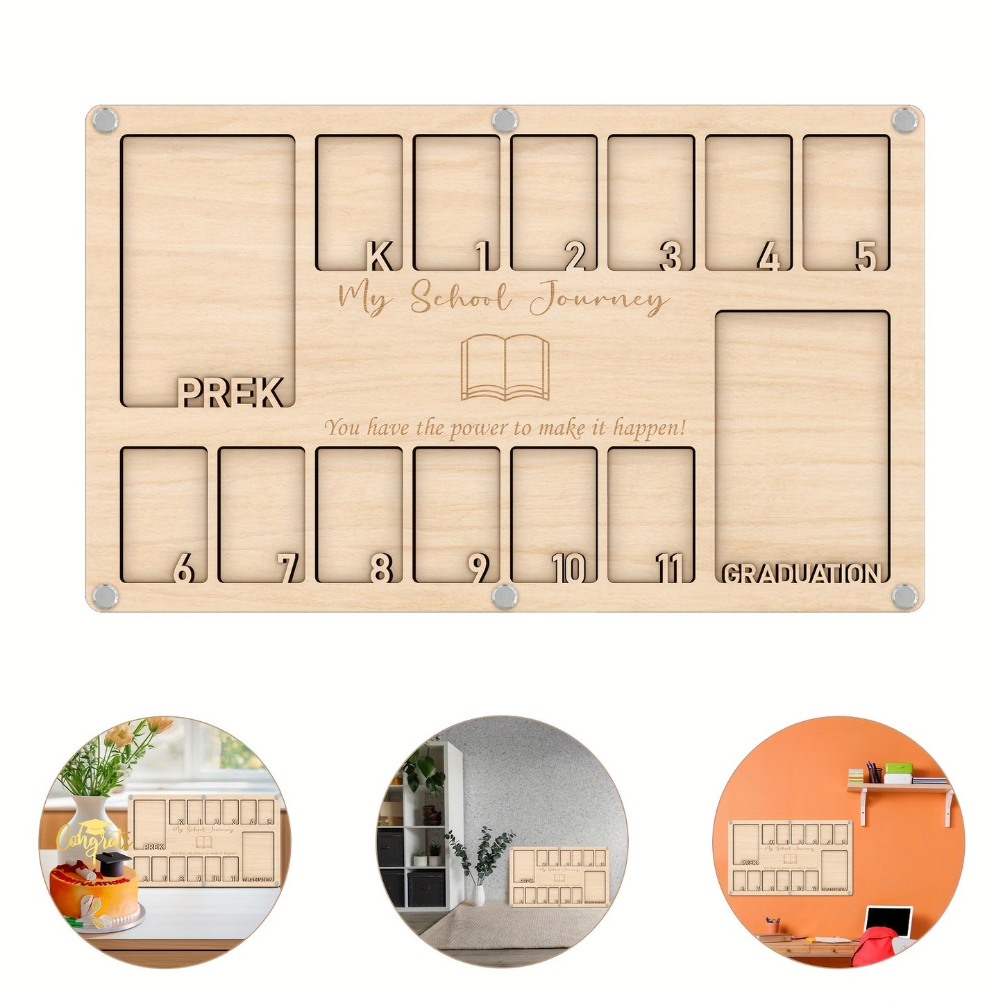 Memory Board: Pre-K to Graduation - Wooden Photo Frame