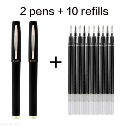 Set of 2 pens with 10 refill cartridges in black, blue, and red ink for writing, drawing, and calligraphy.