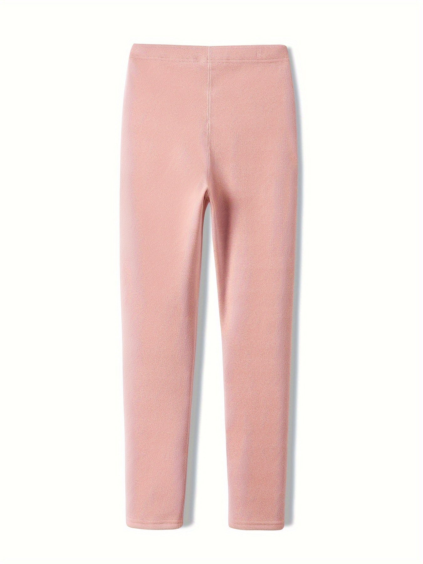 High waist fleece-lined leggings in pink and beige for autumn/winter, providing warmth and tummy control with a butt lift effect for workouts.