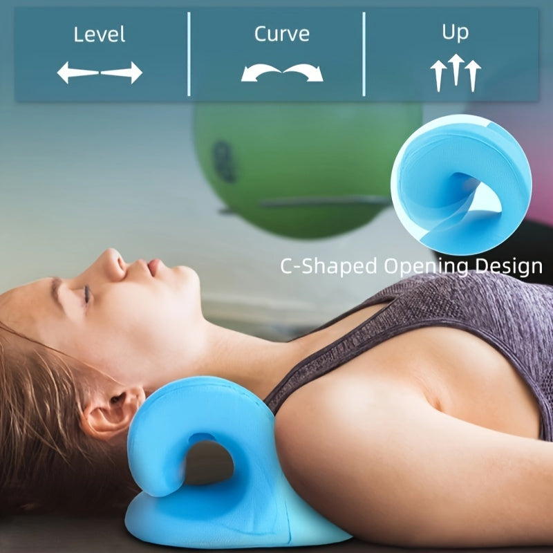 EVA Neck & Shoulder Relaxer - C-Shape Chiropractic Cervical Traction Device for Spine Alignment, Soft Pillow Stretcher Massager