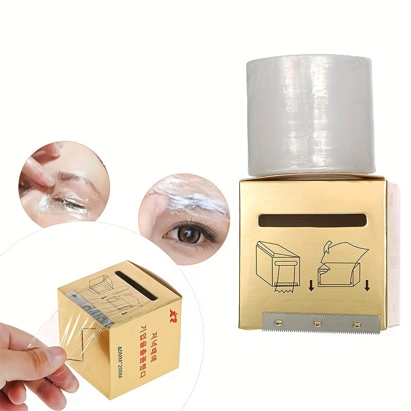 Tuffking Tattoo Barrier Film for Eyebrows & Lips is a clear, stretchy protective wrap with a built-in cutter. Measuring 42mm x 200m, it is essential for permanent makeup, tattoo artists