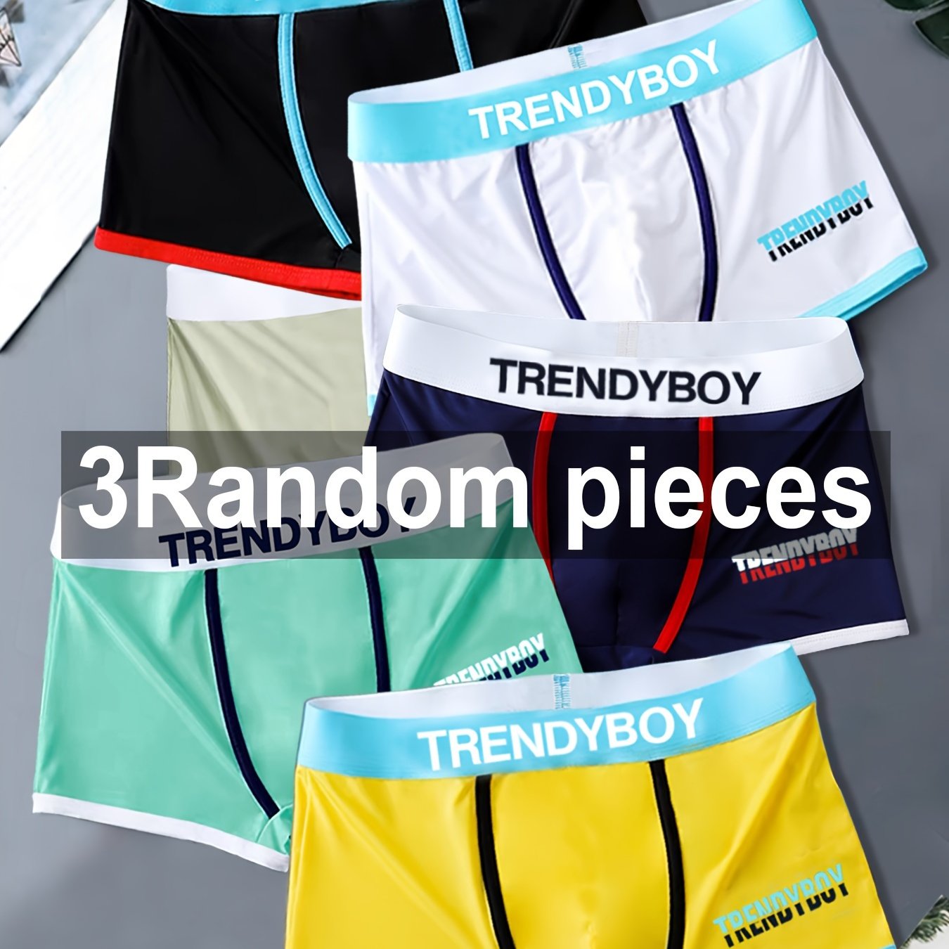 TrendyBoy Men's Boxer Briefs 3-Pack - Soft polyester knit with stretch, alphabet pattern and patched details, 95% polyester, 5% elastane