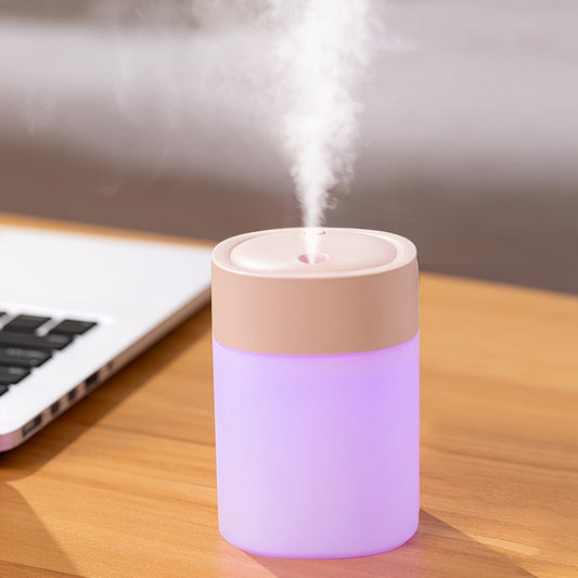 USB-powered portable aromatherapy humidifier with color-changing night light for office, bedroom, and car.