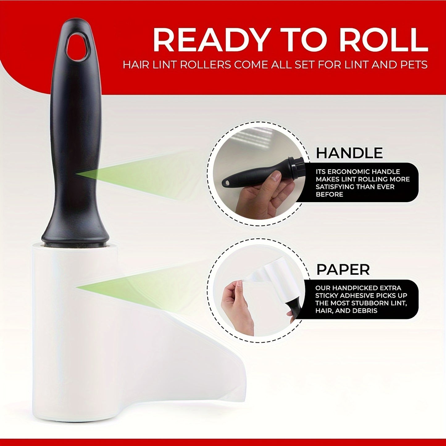 Lint roller refills with extra stickiness, ideal for removing pet hair from furniture and clothes. Available in 40, 120, 160, or 240 sheets. Easy tear-off design for convenient use. Perfect