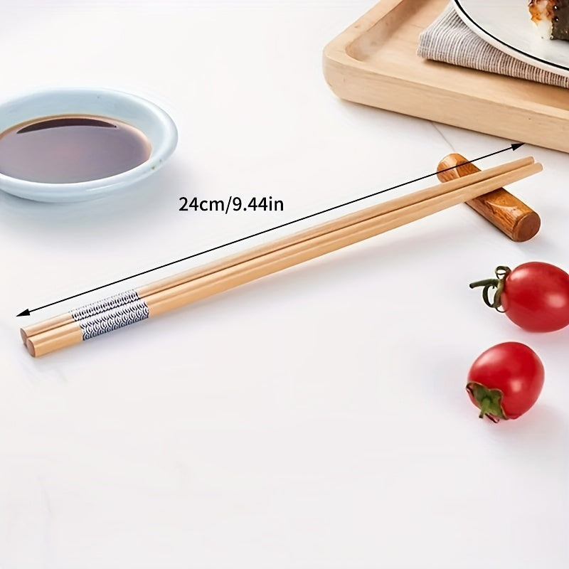 10 pairs of bamboo printed chopsticks, reusable long Chinese tableware for restaurant and kitchen, perfect for gourmet and noodles, suitable for Halloween and Christmas.