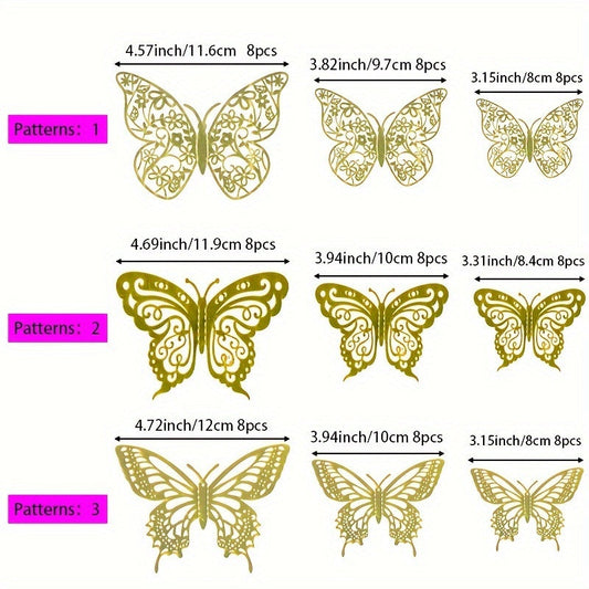 72 pieces of Sparkling Butterfly Paper Cake Decorations, perfect for adorning cakes and desserts at any occasion, including birthday parties, weddings, and anniversaries. Enhance your dessert table or cocktail tropical party with these beautiful paper