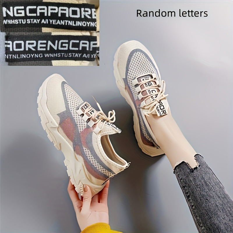 Women's casual sports shoes with thick-soled lightweight design for running.