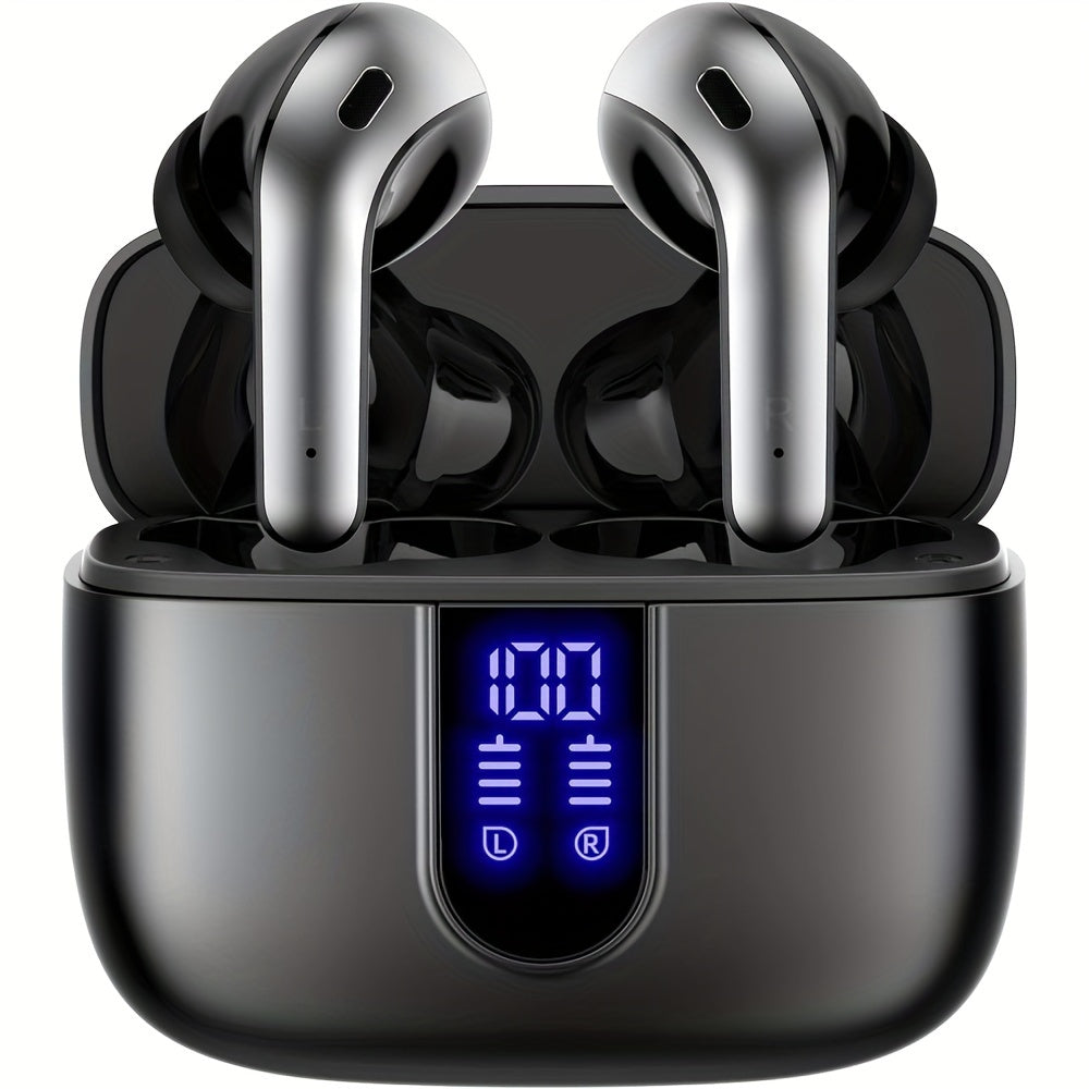 True wireless earbuds with case for iPhone and Android.