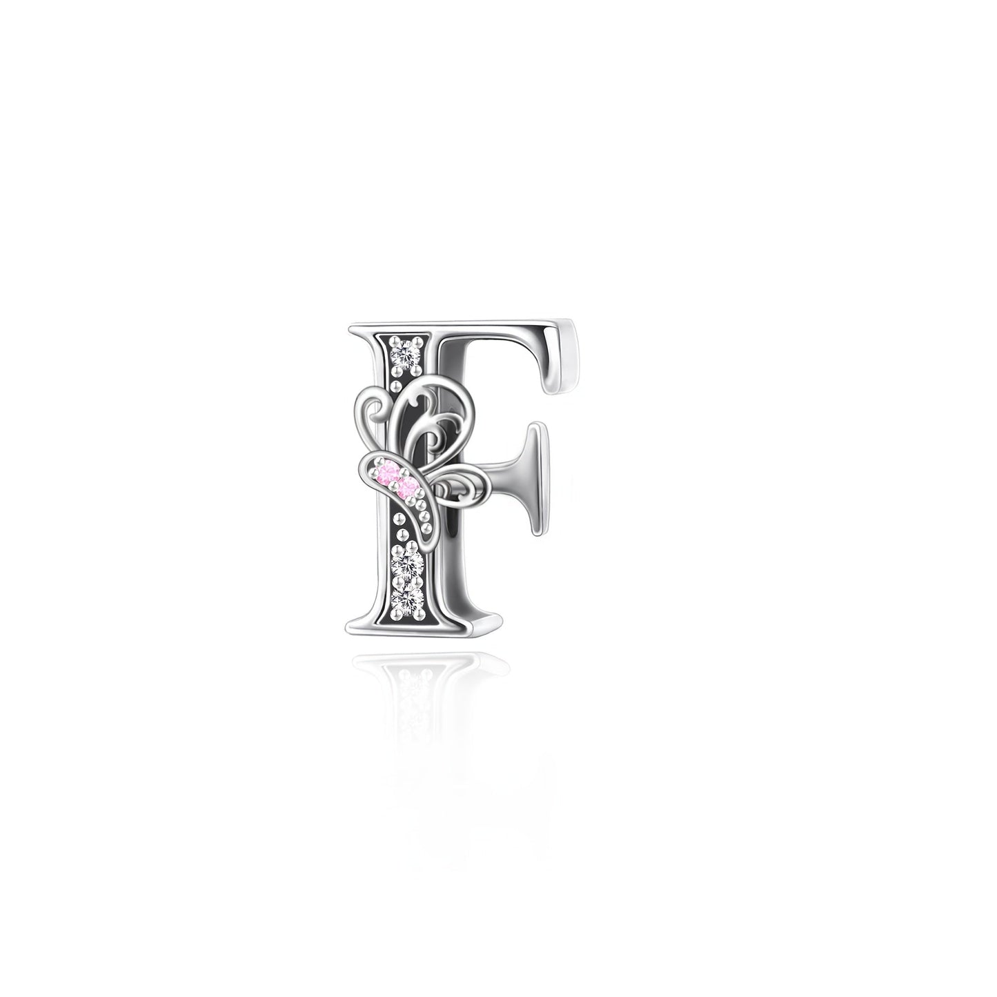 Exquisite 925 Sterling Silver Alphabet and Butterfly Charm Beads with Cubic Zirconia Accents - Great for Crafting Bracelets and Jewelry, Stunning Christmas Present