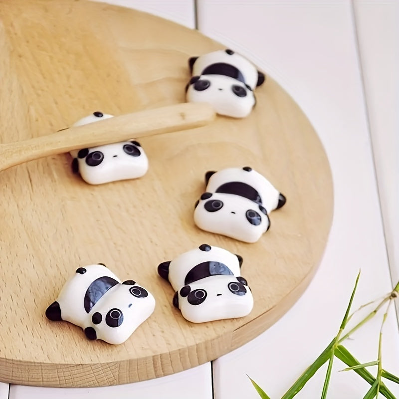 2 Ceramic Panda Chopstick Holders, Pen Holders, Creative Cartoon Chopstick Rests, Home Decor, 3.28cm*1.3cm