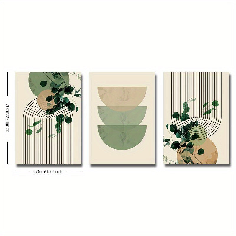 Boho Green Plant Eucalyptus Leaf Poster- Retro Canvas Print for Modern Wall Decor in Living Room