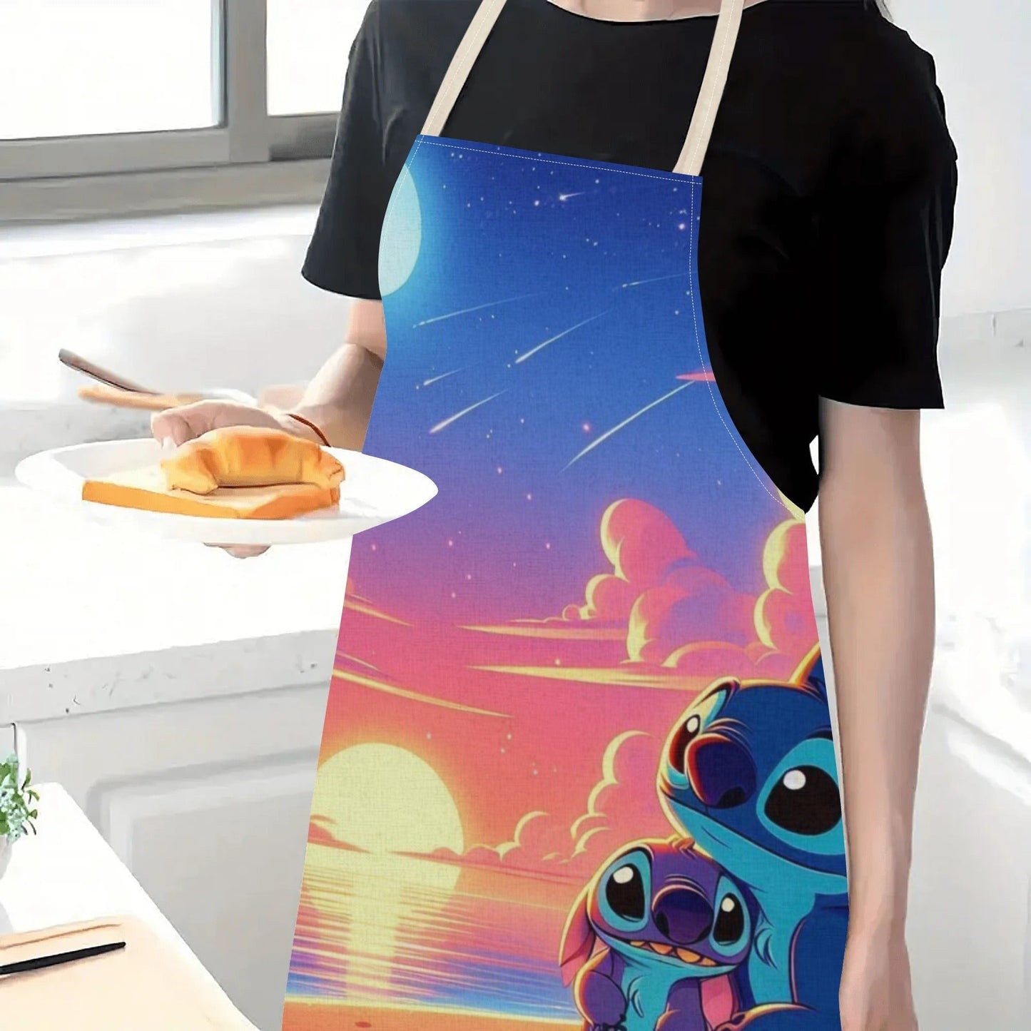 Disney has partnered with a stylish waterproof apron adorned with adorable cartoon designs of Mickey, Minnie, Winnie The Pooh, Stitch, and more. This apron is not only beautiful and fashionable but also boasts a simple and elegant style, making it