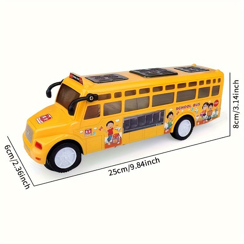 All-Wheel Drive Simulation Bus and Car Toy with Music and Lights, Electric School Bus, Perfect Gift for Boys and Girls