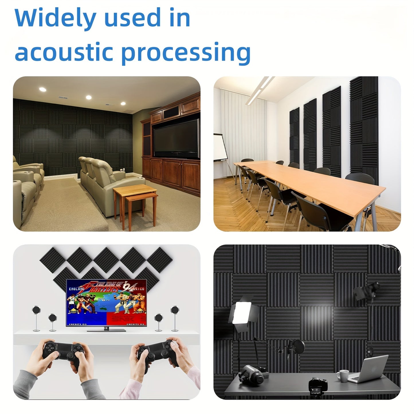 A pack of 60 black soundproof foam boards sized 30*30*2.5cm, flame retardant, high density, quick recovery, easy to install, wedge-shaped, suitable for various spaces such as recording