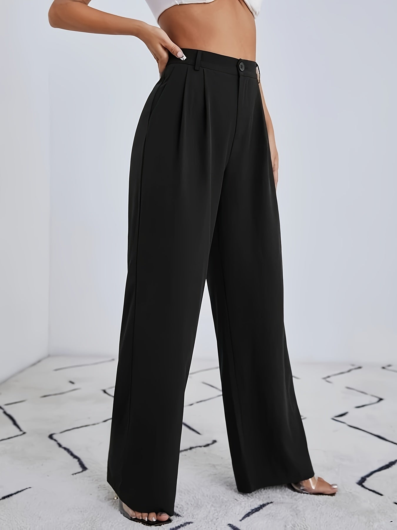 Pleated high-waist pants for women