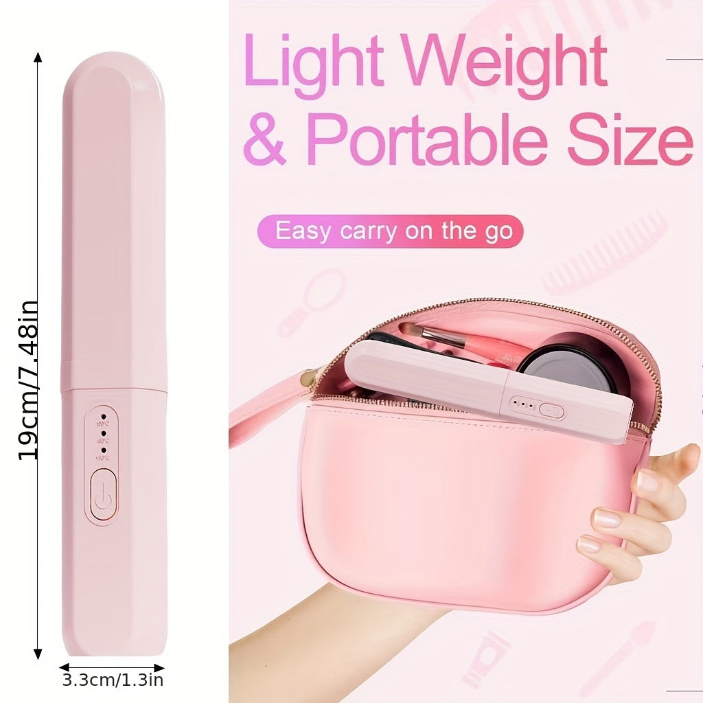 Portable wireless hair straightening brush with USB rechargeable lithium battery, anti-scald technology, wet/dry use, and negative ion feature - perfect for home, travel, and outdoor use.