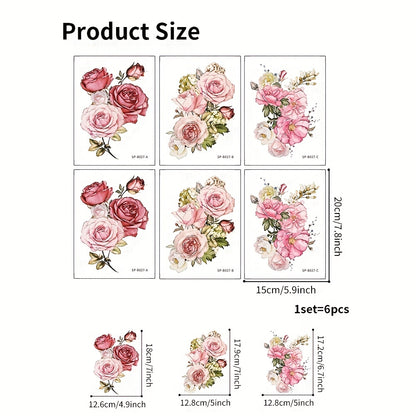 6 pink flower non-slip bathtub appliques for stylish and safe bathroom decor.