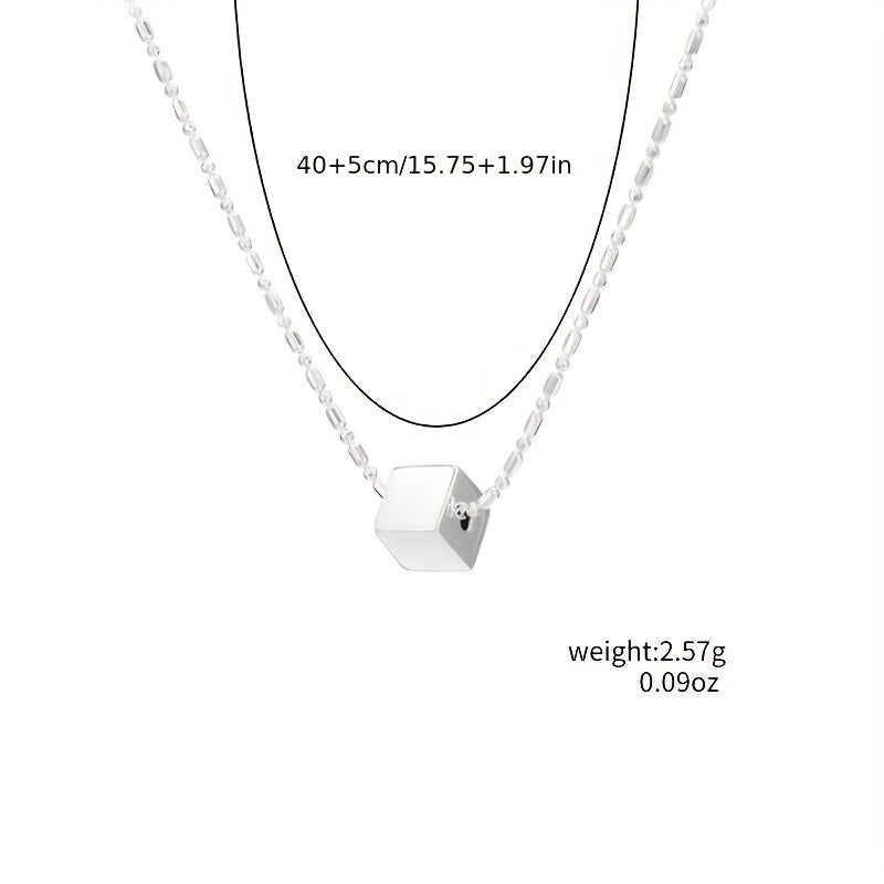 This stunning 925 Sterling Silver necklace features a small three-dimensional square pendant, weighing approximately 2.57G. It makes a thoughtful gift for Mother's Day, Thanksgiving, Halloween, Christmas, and New Year celebrations. Perfect for beer