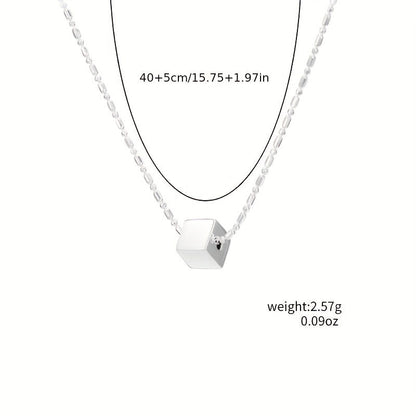 This stunning 925 Sterling Silver necklace features a small three-dimensional square pendant, weighing approximately 2.57G. It makes a thoughtful gift for Mother's Day, Thanksgiving, Halloween, Christmas, and New Year celebrations. Perfect for beer