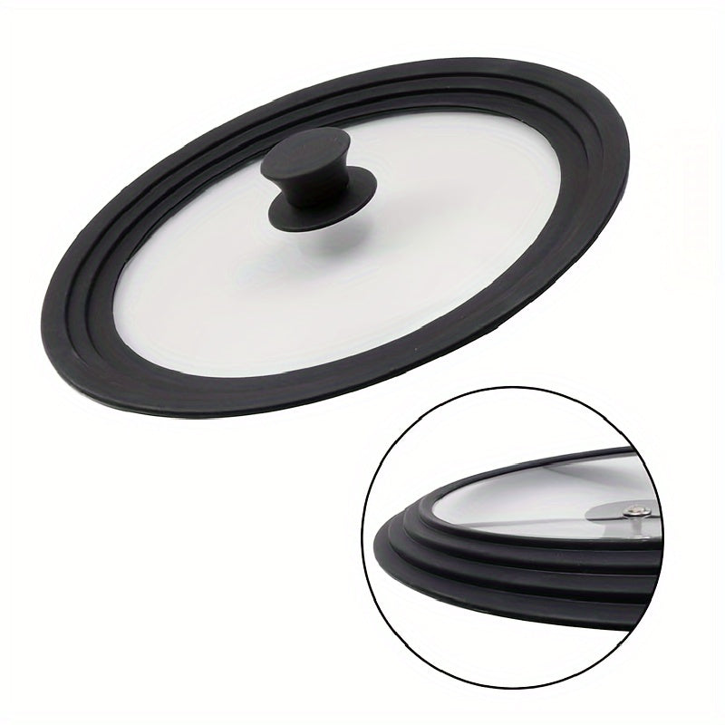 Multi-functional Tempered Glass Lid with Silicone Rim - Suitable for Pots ranging from 19.81cm to 27.99cm, Can be Cleaned in Dishwasher, Handles Heat up to 450°F, Features Non-Slip Knob - Ideal for Skillets and Pans with Flat Bottoms.