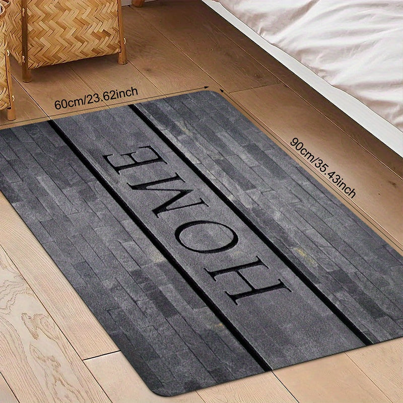 Soft Gray 'HOME' Monogram Doorway Floor Mat - Made of Non-Slip, Stain-Resistant Polyester Material - Perfect for Entryways, Laundry Rooms, Bathrooms and More - Easy to Clean Rectangular Mat with Rustic Design - Ideal for Bathroom Floors