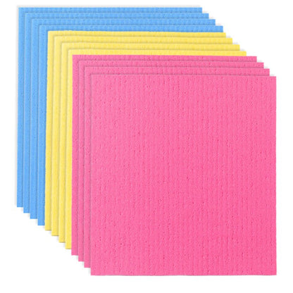 These Swedish Kitchen Napkins come in a pack of 12 and measure 20.07*17.78 cm. They are made of wood pulp, making them perfect for reusable cleaning cloths. Available in red, yellow, and blue, these napkins are absorbent and leave surfaces clean without