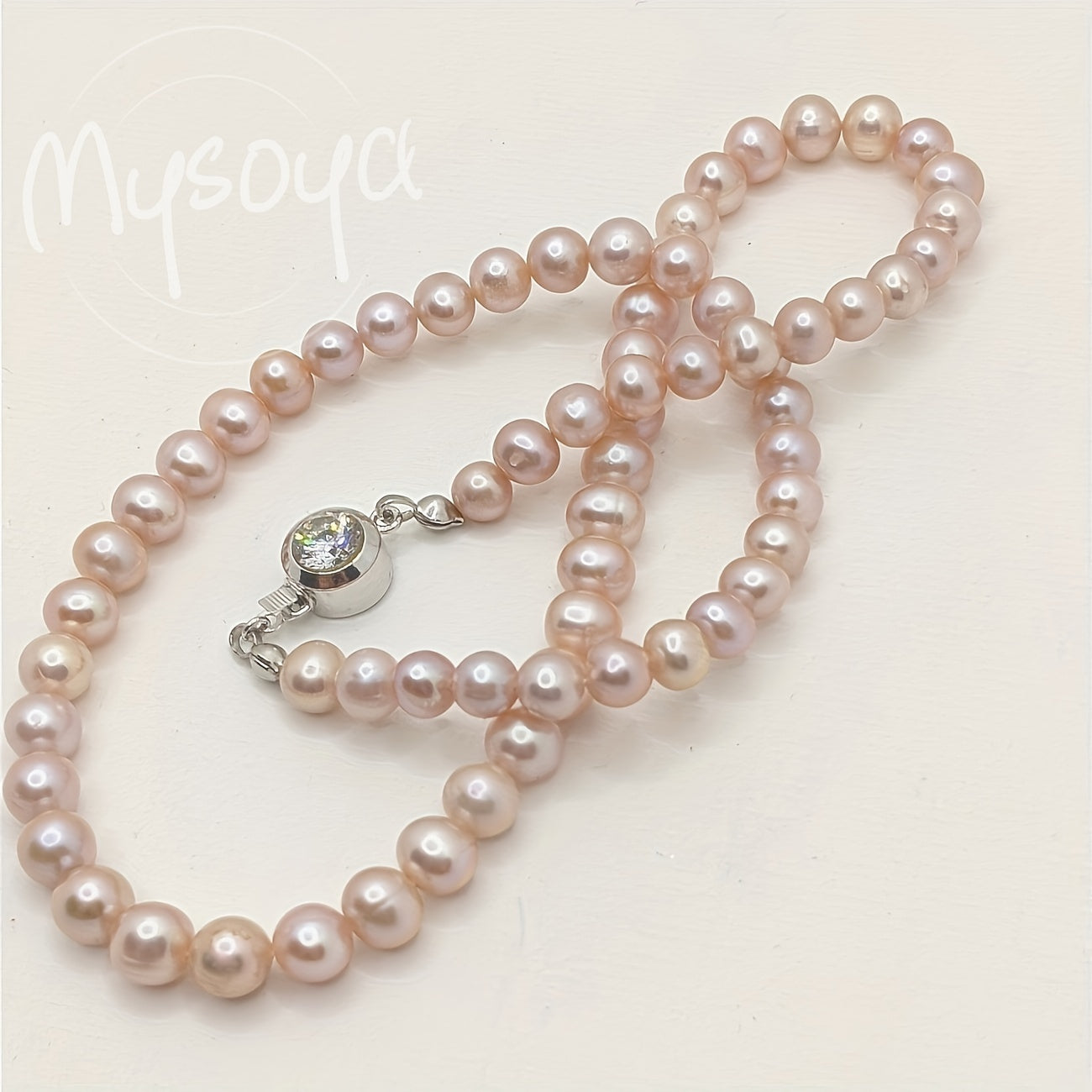 Handcrafted Freshwater Pearl Necklace: MYSOYA Elegant Exquisite Necklace with 6-7mm Round Gemstone. Perfect for Bridal Jewelry, Birthdays, Weddings, Anniversaries. Luxury Style for Any Season. Includes Valentine's Day Gift Box.