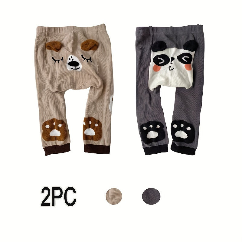 2 cute cartoon cotton blend leggings for youngsters, soft, stretchy, and perfect for all seasons