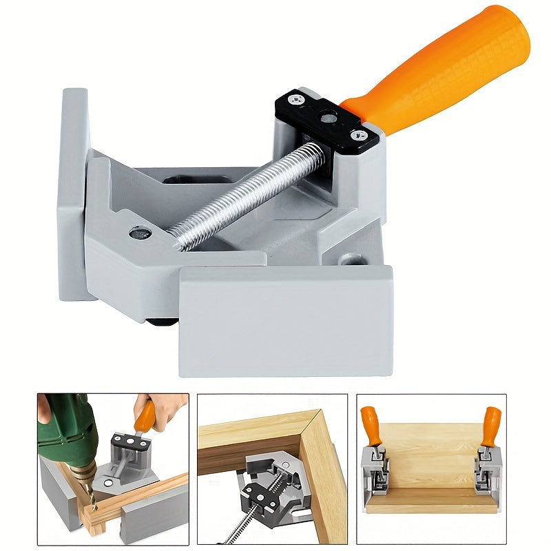 Aluminum clamp for welding, woodworking, and picture frames, creates 90 degrees angle