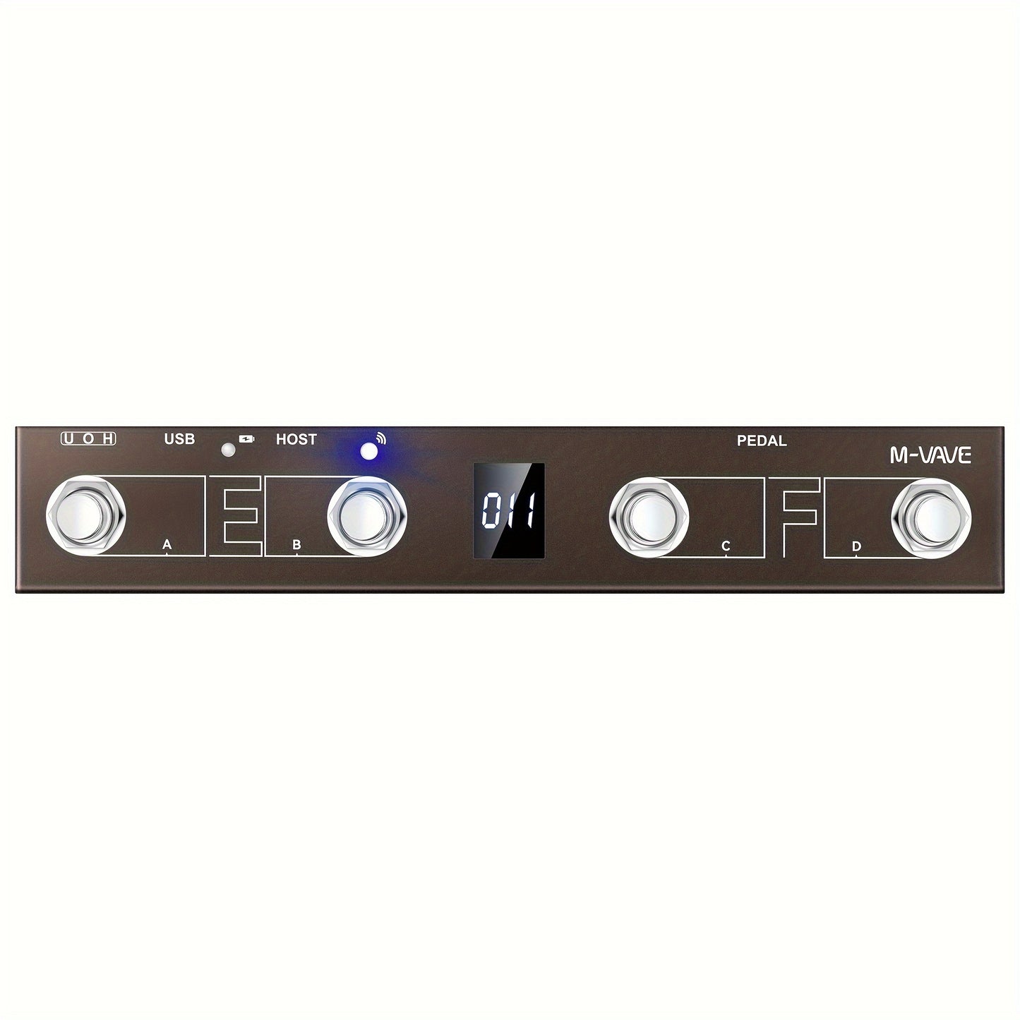 Wireless MIDI controller with 4 buttons, foot switch, USB charging, rechargeable battery, MIDI host interface, and voltage ≤36V - Chocolate Plus Model