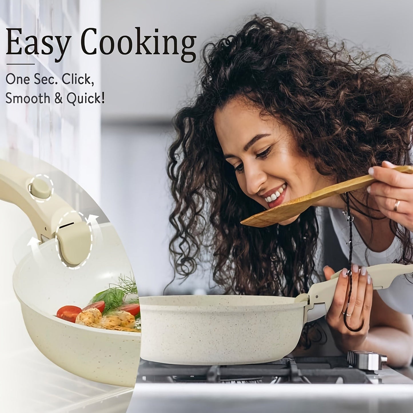 Essential Kitchen Accessory: Durable Removable Pan Handle with Easy-Clip Grip for Nonstick Cookware - Compatible with All Brands & Models