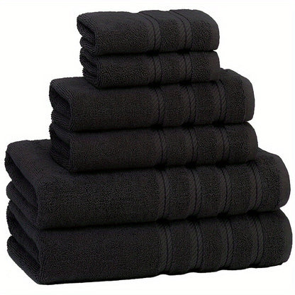 6-piece velvet towel set, thick and soft, absorbent. Suitable for home, hotel, etc. Includes towels in sizes 140.0*70.0cm, 75.01*34.01cm, and 34.01*34.01cm.