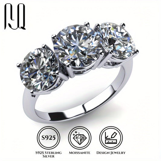 This elegant and luxurious three-stone engagement ring features a 4 carat Moissanite set in 925 Sterling Silver. It is the perfect accessory for daily wear, proposals, birthdays, anniversaries, or any special occasion. Its elegant and bling style makes