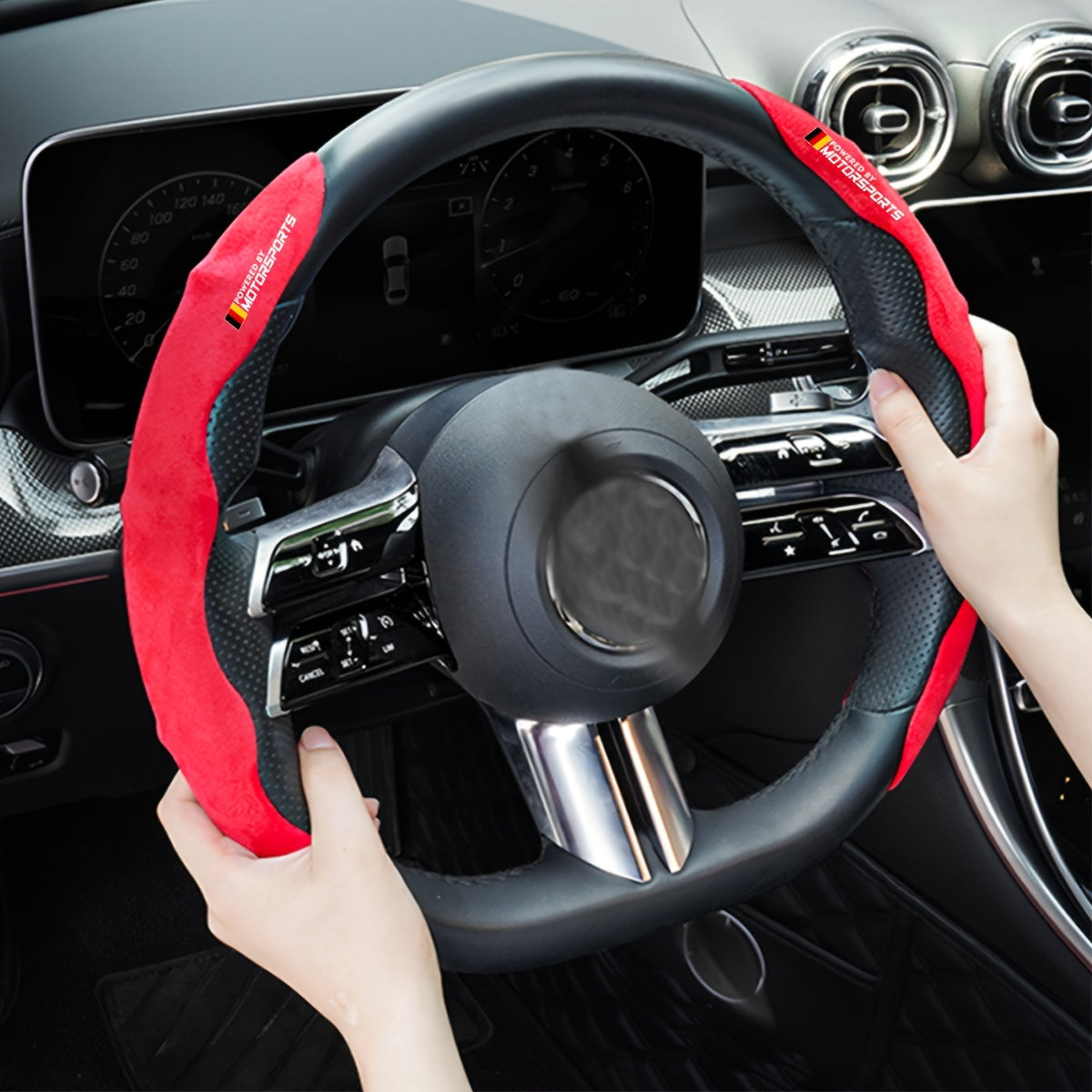 Luxury fluffy steering wheel covers for BMW made of breathable, anti-slip material with no inner circle - 1 set.