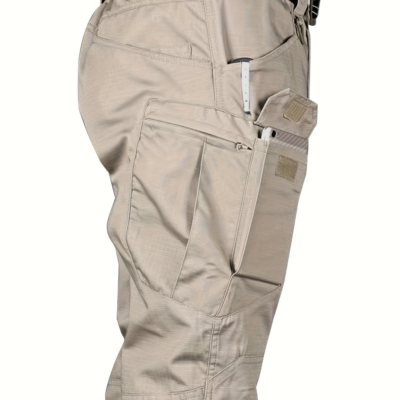 Men's tactical work pant with multiple pockets, water-resistant polyester fabric for construction work.