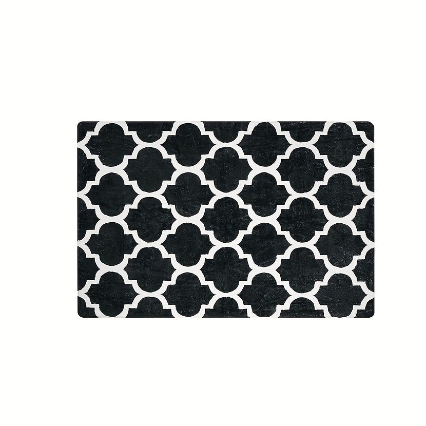 1 piece of a simple and irregular graphic pattern carpet, designed to be soft, non-slip, and dirt-resistant. Perfect for use as a floor mat in the living room, kitchen, or bathroom. This square mat weighs 480g and has a thickness of 1cm. Ideal for adding