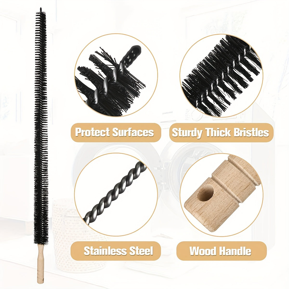 Gray Set of Dryer Vent Cleaner Kit with Vacuum Hose Attachment Compatible with Dyson V15 V12 V11 V10 V8 V7 Vacuum Cleaners. Includes Dryer Lint Brush, Lint Remover, Dryer Cleaner Vent Brush, Vent Trap Cleaner Brush, and Refrigerator Condenser Coil Brush.