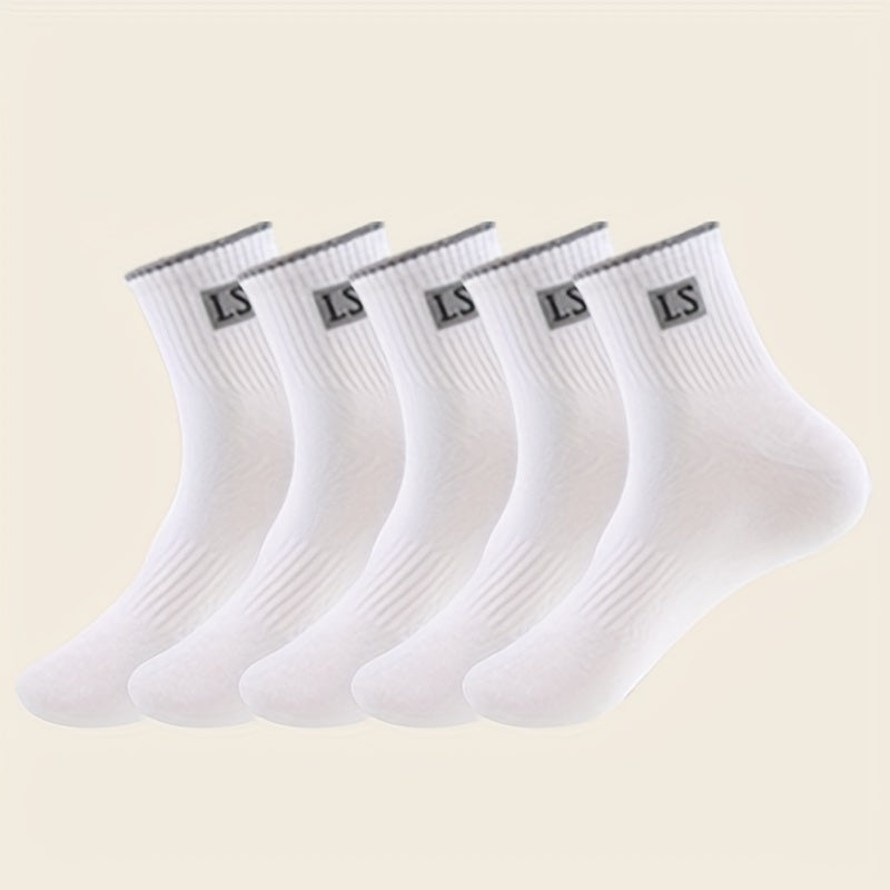 5 pairs of men's striped thermal crew socks