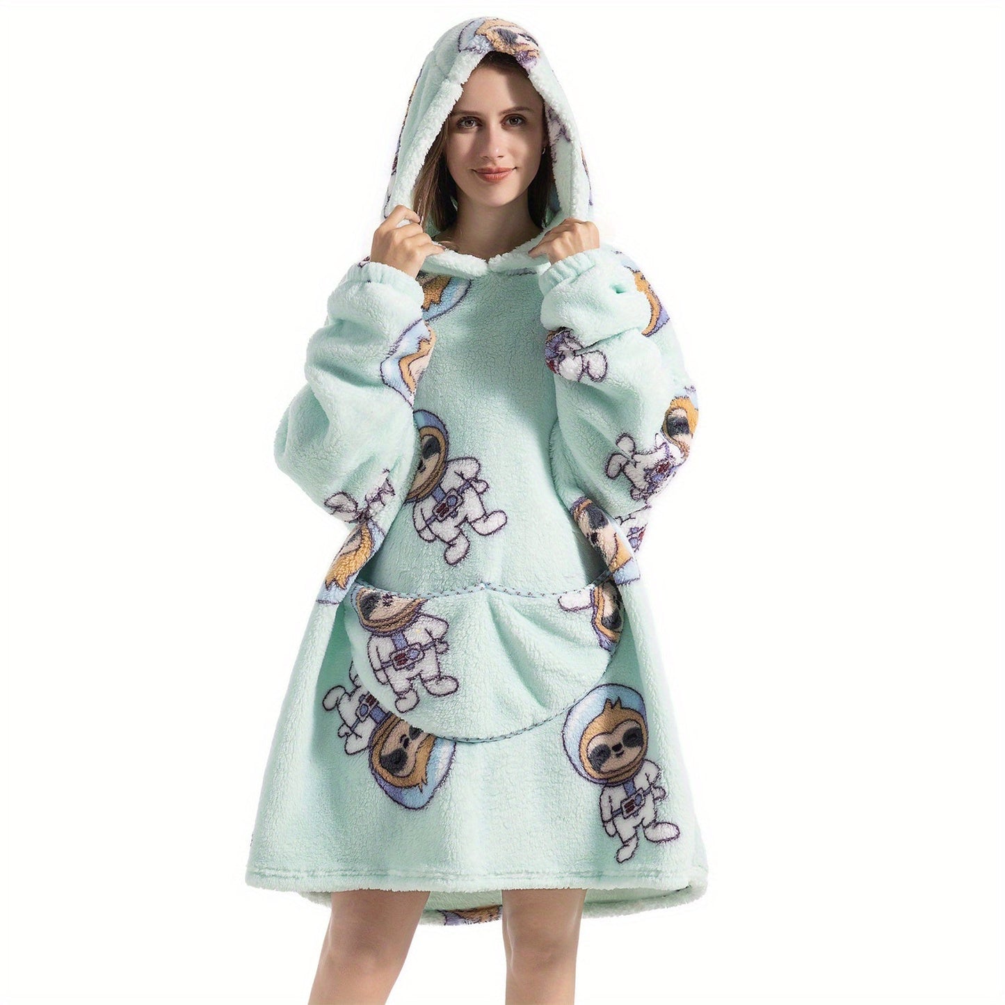 Oversized Blanket Hoodie with Sherpa Fleece, Perfect for Women, Men, and Adults - Ultra Soft and Warm Wearable Sweatshirt Blanket, Ideal Gift for Her