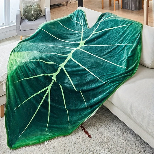 Soft and cozy green leaf-shaped flannel blanket perfect for nap time, travel, or decorating your sofa, bed, or office. This versatile blanket is a great birthday or holiday gift for boys, girls, and adults. Suitable for all seasons.