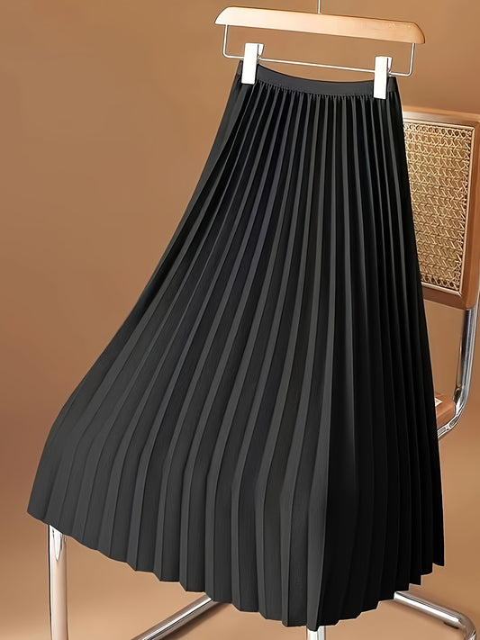 Stylish pleated midi skirt for spring and summer, women's fashion.