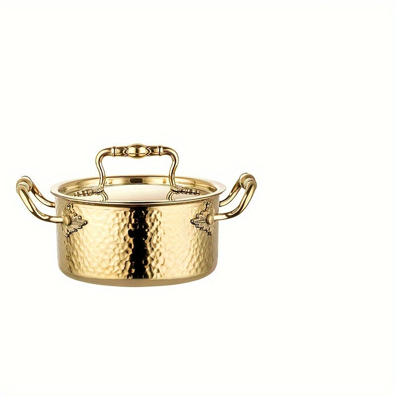 New Thickened Hammered 316 Stainless Steel Cooking Pot for Kitchen and Dining Room Use - Multifunctional Hot Pot and Soup Pot with Lid, Compatible with Gas and Induction Cookers