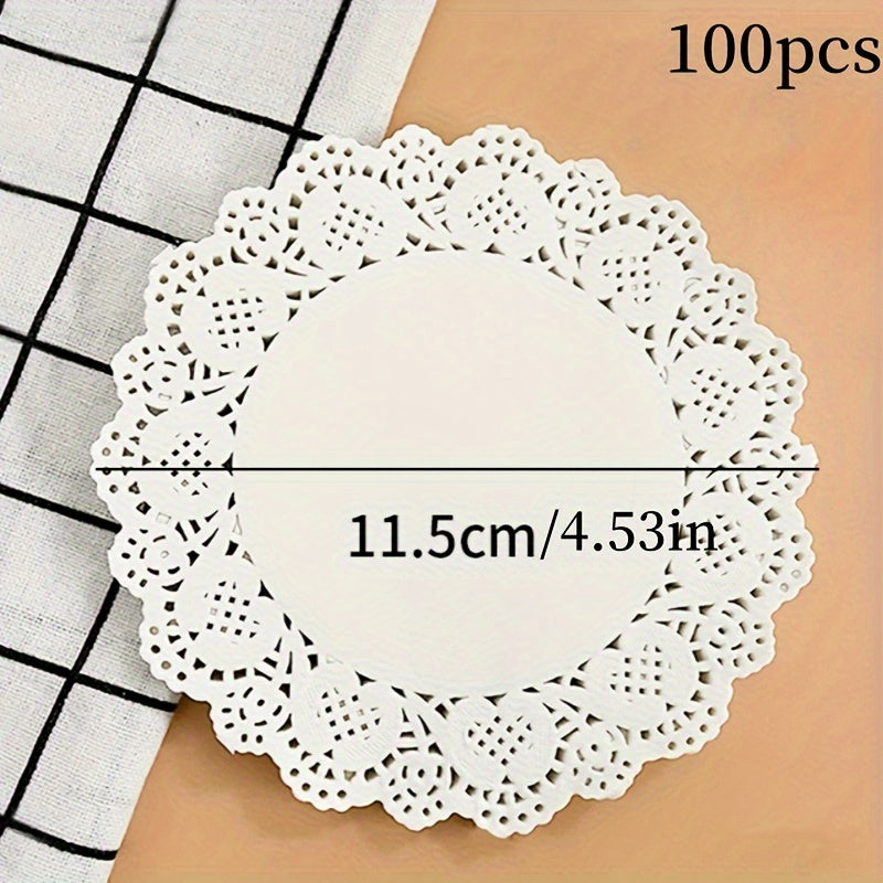 50 pieces each of lace paper, oil absorption paper pads, lace rolls, fried dim sum cakes, flower base paper, baking paper, food pads, pizza paper, and cake pads in three different shapes.