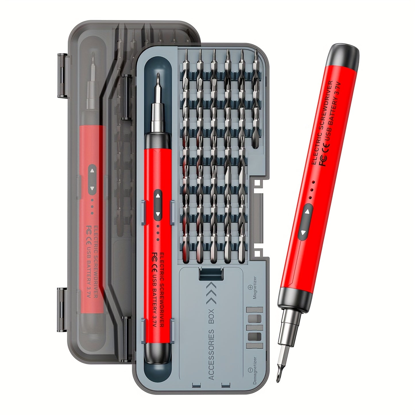 Portable electric screwdriver set with high torque, rechargeable, durable, and quiet operation for home use, includes 46-in-1 multifunctional tool kit.