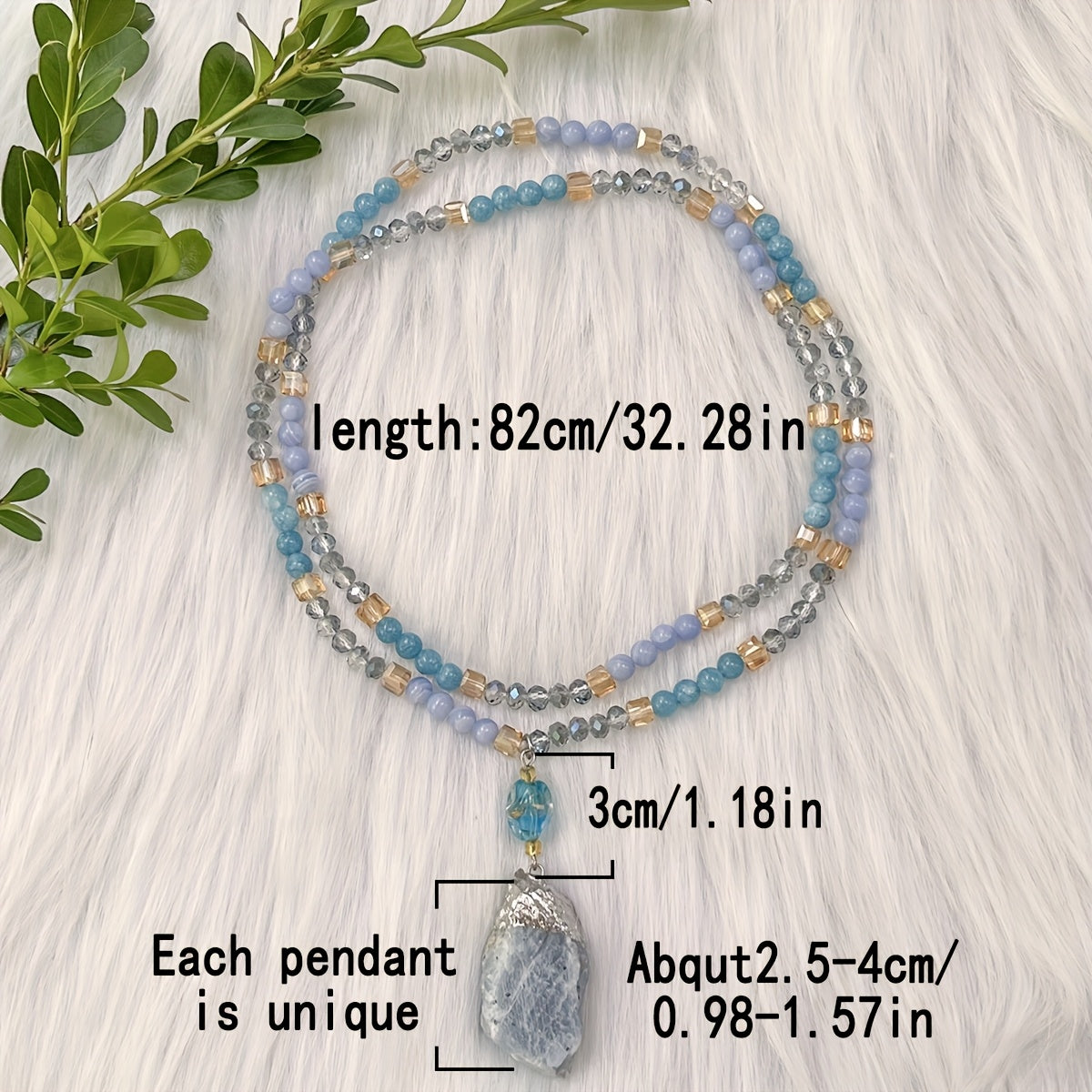 Unique vintage-inspired mala necklace featuring a raw kyanite pendant, beautiful blue lace agate and amazonite beads. Hand-beaded with love, this crystal japamala promotes chakra mindfulness and inner peace. This elegant boho accessory is perfect for any