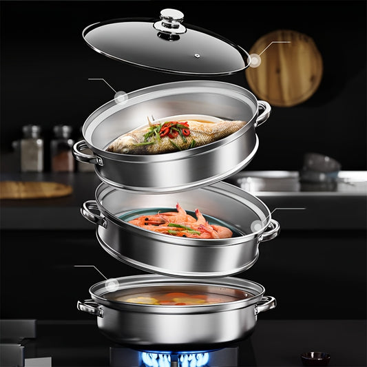 Silver multi-layer soup steamer